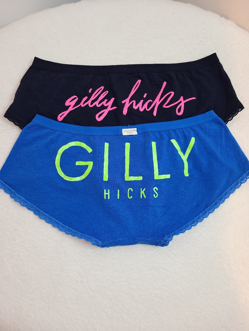 Retro Y2K Gilly Hicks 2pk Cotton Logo Boyshort Down Undies Size M